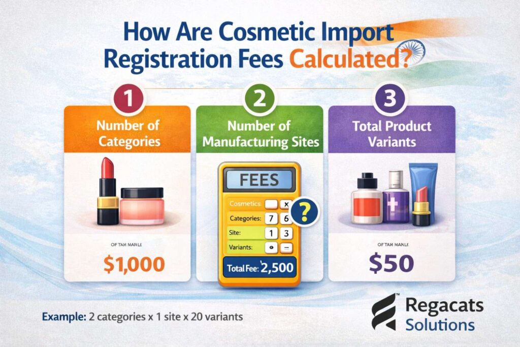Cosmetic import registration fees calculation in India under CDSCO COS-1 and COS-2