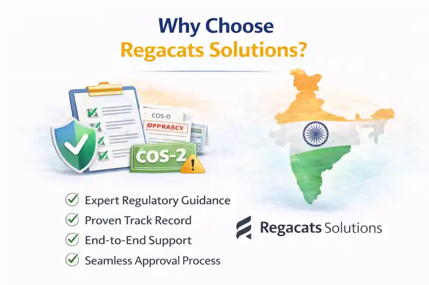 Why choose Regacats Solutions for cosmetic import registration in India including CDSCO COS-2 approval support and regulatory consulting