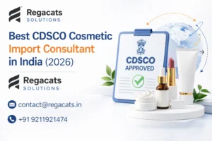 Regacats Solutions CDSCO approved cosmetic import consultant in India with cosmetic products and compliance illustration