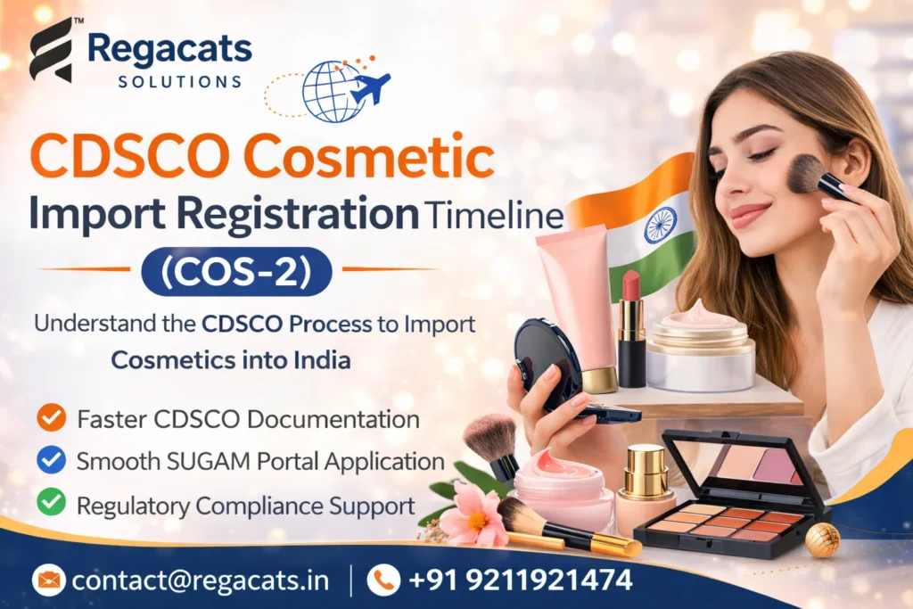 CDSCO Cosmetic Import Registration Timeline COS-2 approval process in India by Regacats Solutions