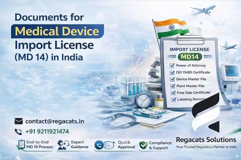 Documents for medical device import license MD14 checklist in India under CDSCO