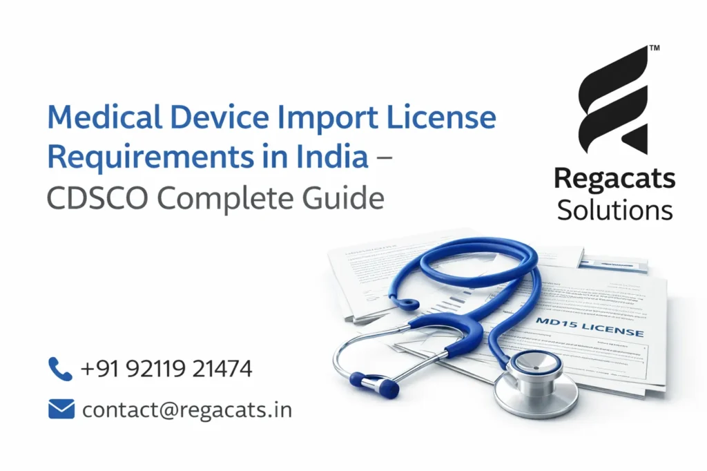 medical device import license requirements in India CDSCO MD14 MD15 guide infographic