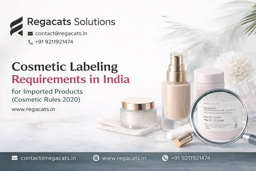 cosmetic labeling requirements India for imported products as per Cosmetic Rules 2020 with Regacats Solutions