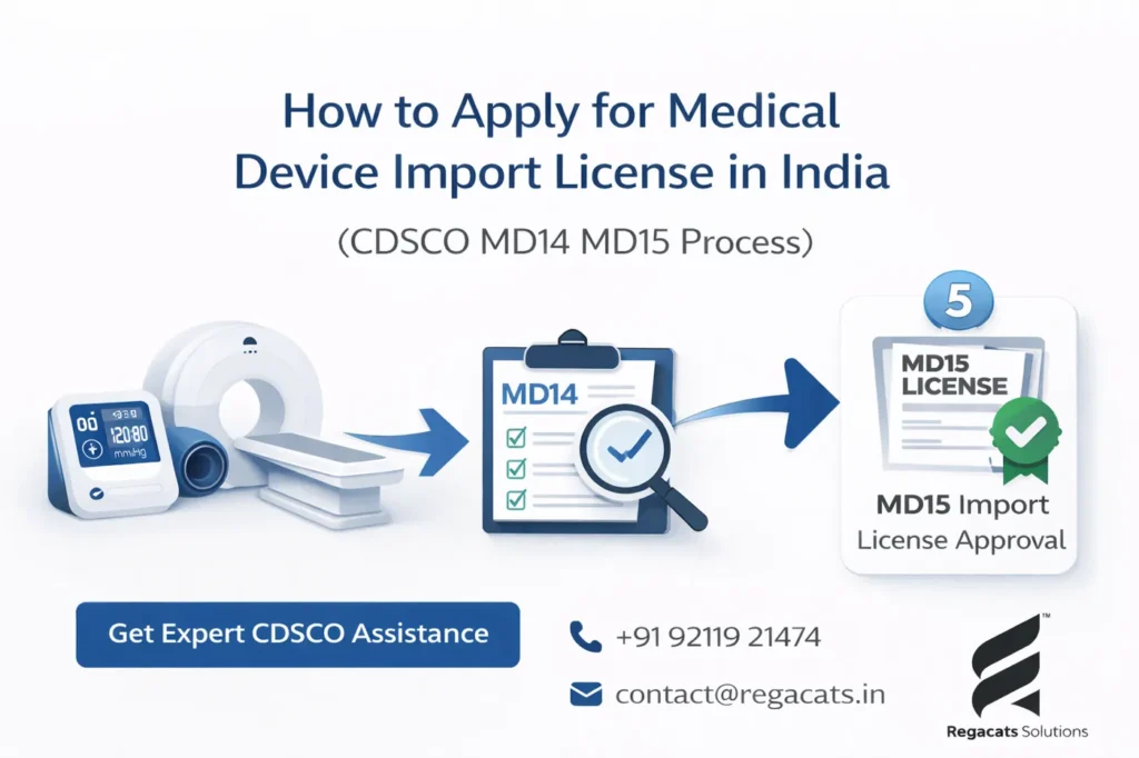 how to apply medical device import license India CDSCO MD14 MD15 process infographic