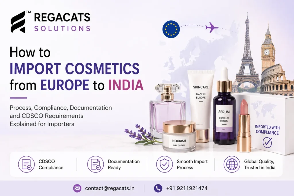 Import Cosmetics from Europe to India with CDSCO compliance guidance for skincare, makeup, perfume, and beauty product imports