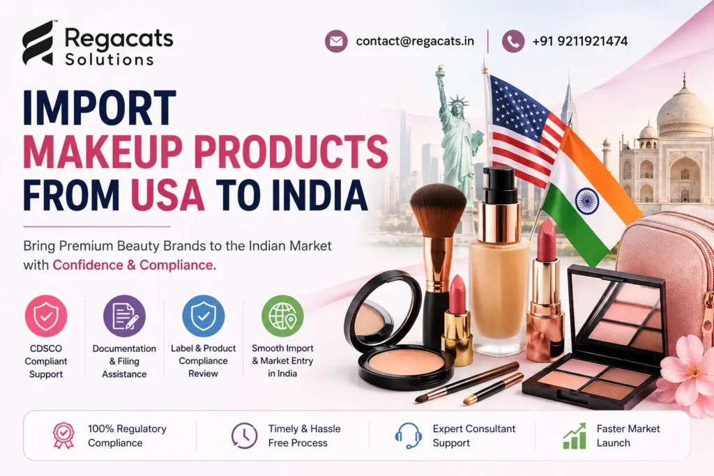 Import makeup products from USA to India with CDSCO cosmetic import compliance, label review, documentation support, and approval guidance
